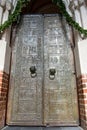 The pair of Romanesque bronze doors from around 1175 at Gniezno Cathedral.